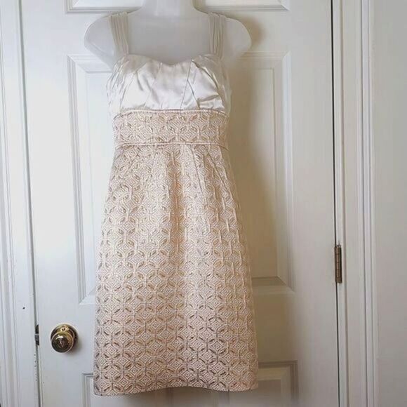 Gianni Bini Silk Cream and Gold Special Occasion Party Mini Babydoll Dress - Picture 1 of 11